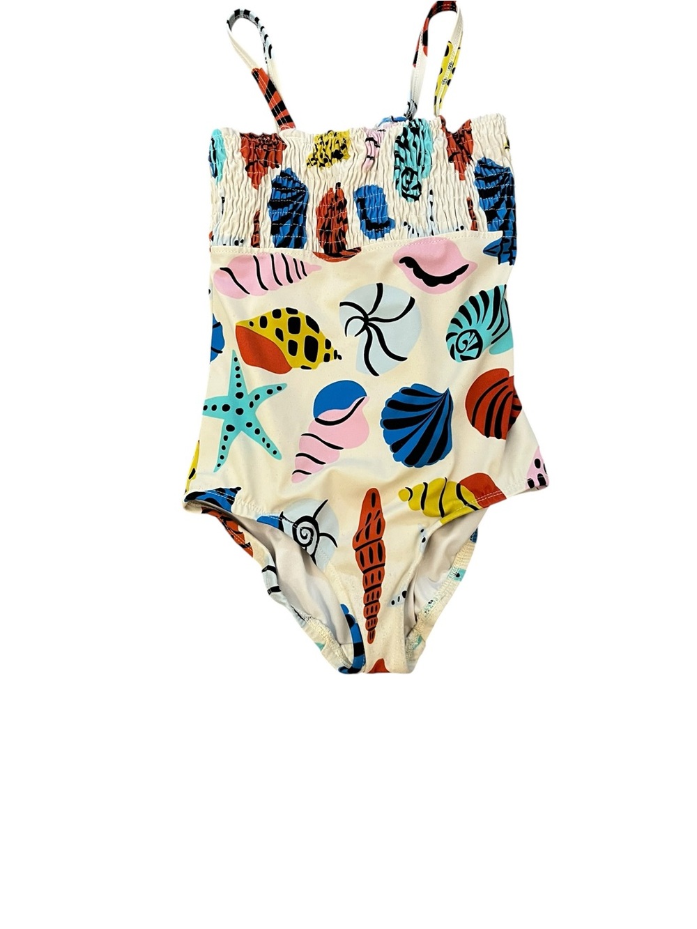 Hanna Andersson Girls Beachcomber Seashell One Piece Swimsuit Size 6-7